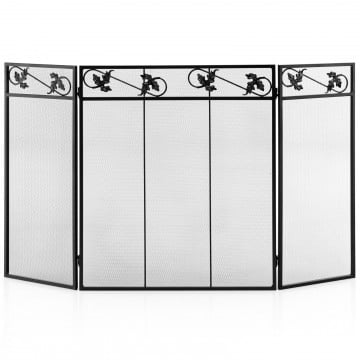 3-Panel Fireplace Screen Decor Cover with Exquisite Pattern